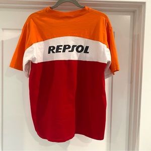 Repsol Moto Honda HRC MotoGP Team Issue Official Colorblock Striped T-Shirt